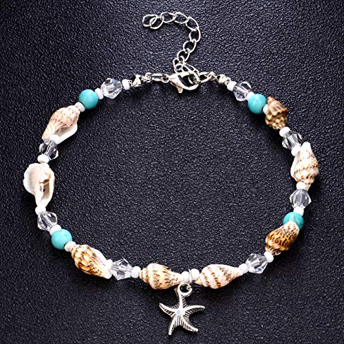 Softones Blue Starfish Turtle Anklet Multilayer Charm Beads Sea Handmade Boho Anklet Foot Jewelry for Women - style: I:Star2