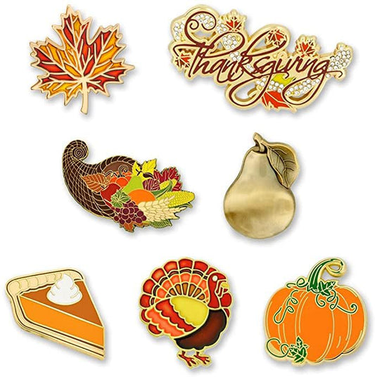 Pinmart Thanksgiving Autumn Enamel Lapel Pin - color: Have It All Gold and Bronze Plated, size: 1 Piece