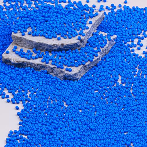 2mm Glass Seed Beads Bulk, Blue 12/0 Tiny Round Seed Bead, Small Mini Pony Craft Beads for Bracelet Necklace Wrist Jewelry Making Beading Weaving DIY Crafts Supplies - color: Blue