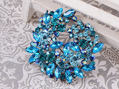 Alilang Violet Lavender Purple Crystal Rhinestone Floral Wreath Brooch Pin - color: blue
