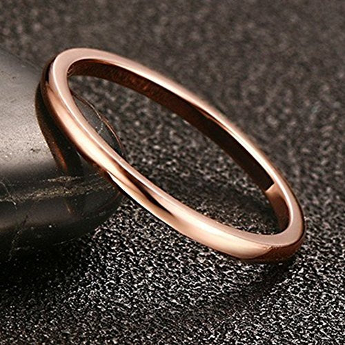 Jude Jewelers 1.5mm Stainless Steel Classical Plain Stackable Wedding Band Ring - color: Rose Gold