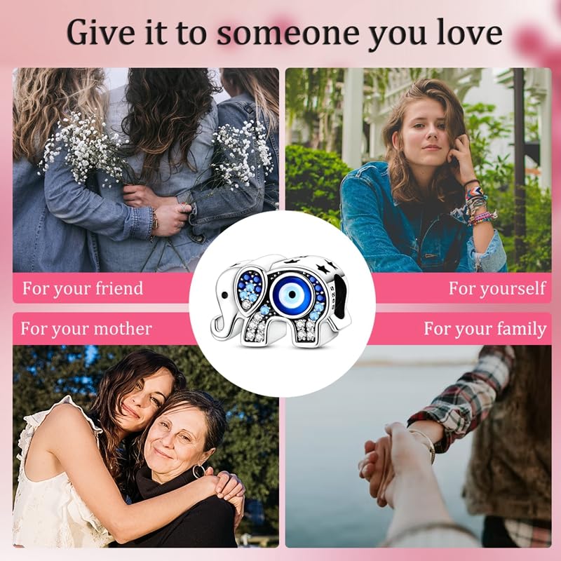 Charm for Bracelets and Necklaces, Heart Animals 925 Sterling Silver Bead Celestial Sun Moon Star Charms Jewelry Gift for Women Girls - color: Elephant Charm