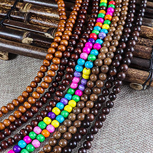 COLORFUL BLING 8MM Natural Wood Bead Necklace Africa Wooden Chain Statement Unisex Chunky Strand Necklaces Hip Hop Jewelry - color: light brown