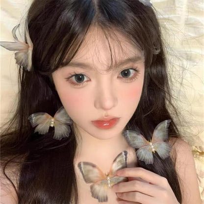 Butterfly Hair Clips Pins for Girls Faux Pearl Butterfly Hair Barrettes Double Layer Glitter Butterfly Clips Fairy Hairpin Cute Butterfly Snap Hair Clip Retro Hair Accessories for Women (4Pcs)