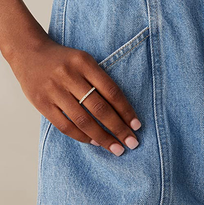 PAVOI 14K Gold Plated Eternity Ring | Stackable Cubic Zirconia Gold Band Ring | Dainty Diamond-Inspired Womens Wedding Jewelry - color: Yellow Gold, size: 5