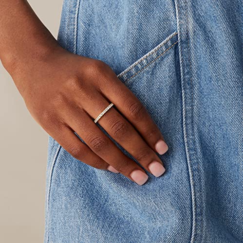 PAVOI 14K Gold Plated Eternity Ring | Stackable Cubic Zirconia Gold Band Ring | Dainty Diamond-Inspired Womens Wedding Jewelry - color: White Gold, size: 5