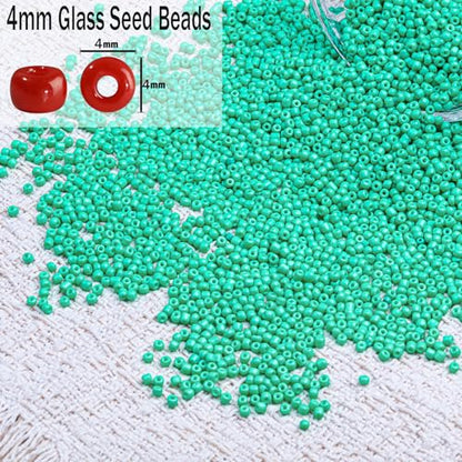 2000pcs Glass Seed Beads Bulk, 4mm 6/0 Mini Pony Spacer Small Individual Color Seed Beads for DIY Bracelet Necklaces Wrist Jewelry Making, Light Green - color: Light Green