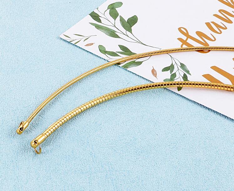 JAJAFOOK Minimalist Round Gold-Tone Bar Necklace Simple Fashion High Neck Choker Female King Neckwire - color: Gold-17.7in*2mm