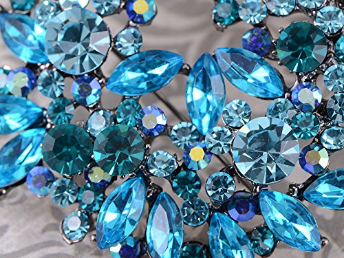 Alilang Violet Lavender Purple Crystal Rhinestone Floral Wreath Brooch Pin - color: blue