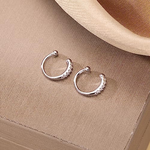 SLUYNZ Sterling Silver No Piercing Earrings Cuff for Women Cartilage Earrings Helix Earrings - color: A-Silver