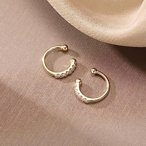 SLUYNZ Sterling Silver No Piercing Earrings Cuff for Women Cartilage Earrings Helix Earrings - color: A-18K Gold Plated