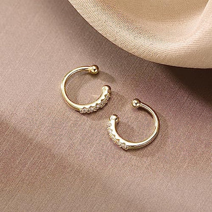 SLUYNZ Sterling Silver No Piercing Earrings Cuff for Women Cartilage Earrings Helix Earrings - color: A-18K Gold Plated