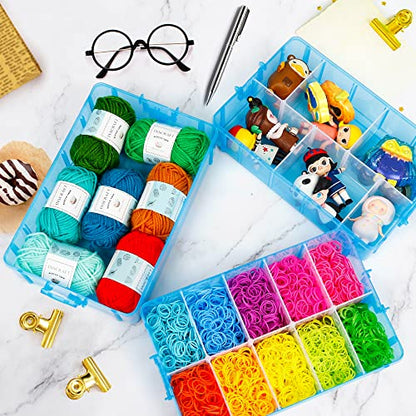 INSCRAFT 7 Layers Stackable Storage Container, 70 Adjustable Compartments (Blue) Stackable Storage Container, Perfect for Kids Toys, Art Crafts, Jewelry, Supplies, Mini Case & Letter Sticker Included - color: BLUE
