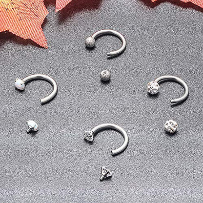 16G Septum Rings Surgical Steel Lip Rings Horseshoe Nose Ring Snake Bite Jewelry Smiley Piercing Jewelry for Women Men Diameter 6mm 8mm 10mm 12mm - color: DIA.8mm,Silvertone