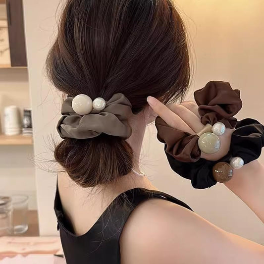 3Pcs Elegant Brown Black Hair Ties Soft Elastic No Damage Hair Ties for Thick & Thin Hair for Women Hair Accessories - color: Multicolored 15