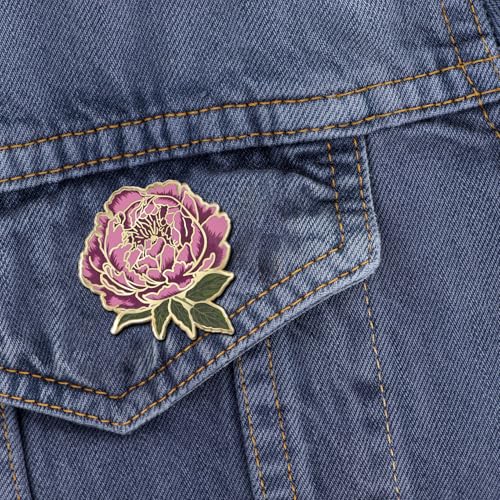 Enamel Flower Wedding Pin - Floral Brooch for Men & Women - Lapel Pin Favors - style: Peony
