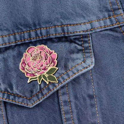 Enamel Flower Wedding Pin - Floral Brooch for Men & Women - Lapel Pin Favors - style: Peony
