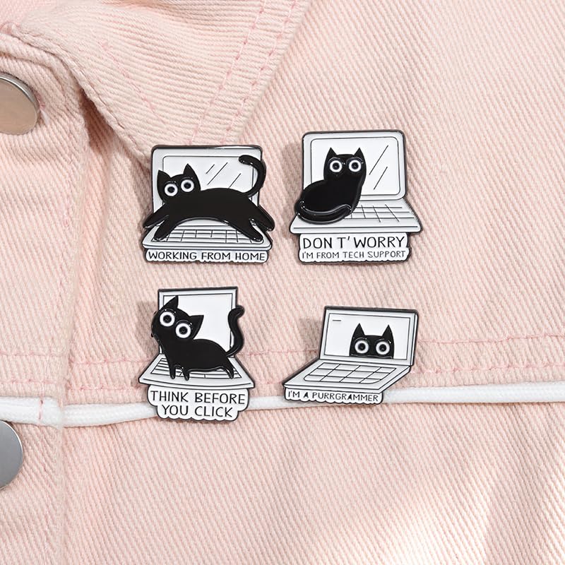 Cartoon Animal Enamel Brooch Set Cute Butterfly Duck Cat Lapel Pins for Backpacks Jacket Decoration Gifts for Friends - style: Cats 2