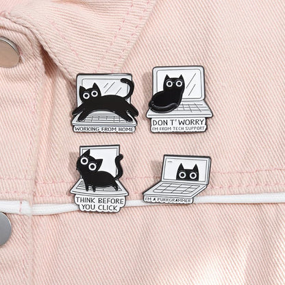 Cartoon Animal Enamel Brooch Set Cute Butterfly Duck Cat Lapel Pins for Backpacks Jacket Decoration Gifts for Friends - style: Cats 2