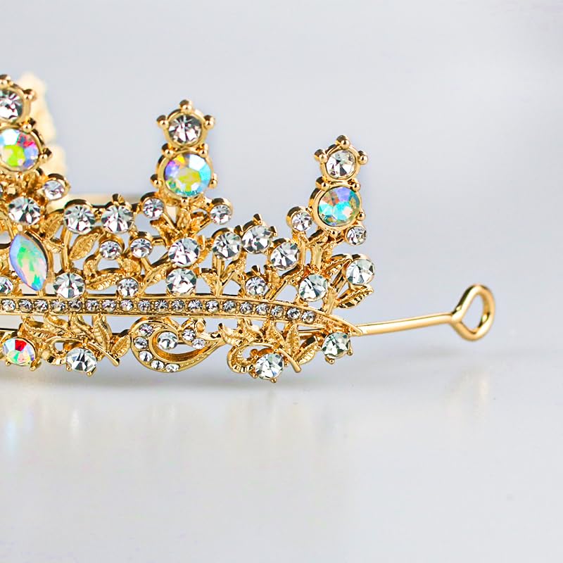 Tiaras and Crowns for Women Crystal Princess Tiaras Rhinestone Queen Crowns For Wedding Bridal Birthday Prom Pageant Party (Tiara 100) - color: Gold AB