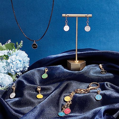 PH PandaHall 72pcs 12 Constellations Pendants, Enamel Constellation Charms with Lobster Claw Clasps Crochet Stitch Markers Zodiac Sign Pendants for Necklace Earrings Keychains Weaving Sewing