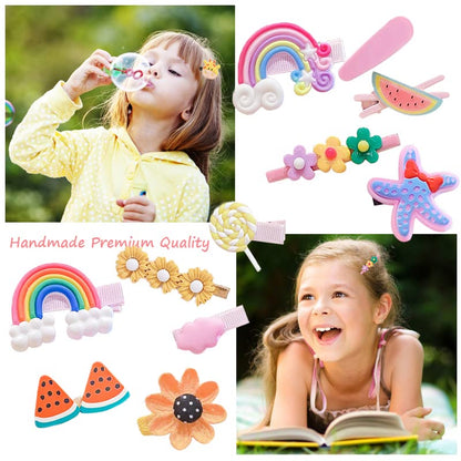 28 PCS Cute Hair Clips Fashion Girls Hair Accessories Flower Fruit Colorful Rainbow Candy Dessert Lovely Animal Barrettes Set Non-slip Metal Snap Pins for Girls Kids Teens Toddlers (Style B) - color: Style B