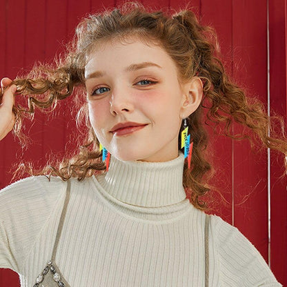 ONLYJUMP Acrylic Exaggerated Lightning Earrings Statement Punk Retro Geometric Delicate Neon Personalized Earrings Accessory Jewelry for Women - color: Yellow sd