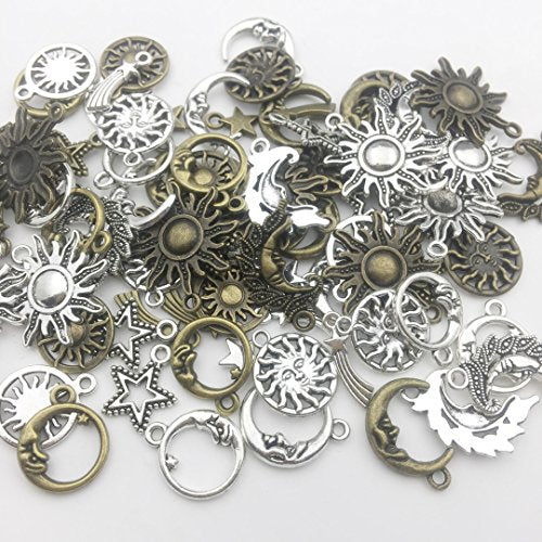 100g (About 80pcs) Craft Supplies Celestial Collection Charms Pendants for Crafting, Jewelry Findings Making Accessory for DIY Necklace Bracelet (M081) - color: M081