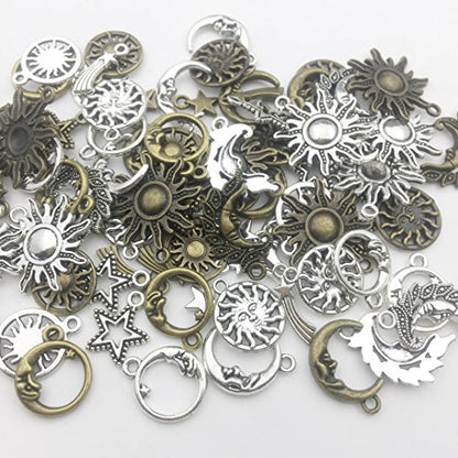 100g (About 80pcs) Craft Supplies Celestial Collection Charms Pendants for Crafting, Jewelry Findings Making Accessory for DIY Necklace Bracelet (M081) - color: M081