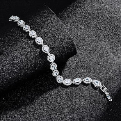 Tennis Bracelets for Women - 18K White Gold Plated Wedding Bridal Bracelet for Brides Bridesmaids, Classic Cubic Zirconia Tennis Bracelets for Wedding, Prom, Party, Jewelry Gift