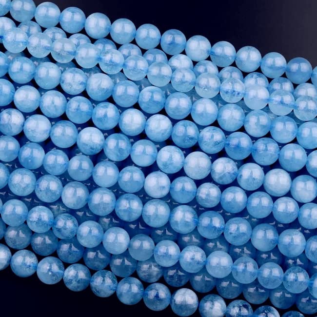 Zenkeeper 108 Pcs Natural Aquamarine Beads for Jewelry Making 8 MM Authentic Blue Aquamarine Loose Gemstones Beads - color: Aquamarine, size: 8MM, 108pcs