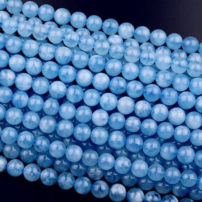 Zenkeeper 108 Pcs Natural Aquamarine Beads for Jewelry Making 8 MM Authentic Blue Aquamarine Loose Gemstones Beads - color: Aquamarine, size: 8MM, 108pcs