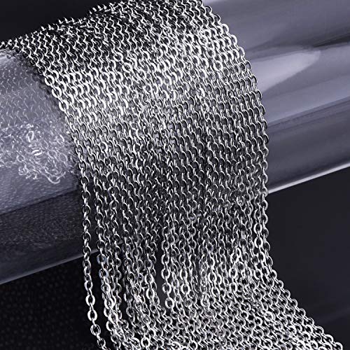 33 Feet Necklace Chains Stainless Steel DIY Link Chain Necklaces with 20 Lobster Clasps and 30 Jump Rings for Jewelry Making(1.5 mm Wide) - size: 1.5 mm Wide