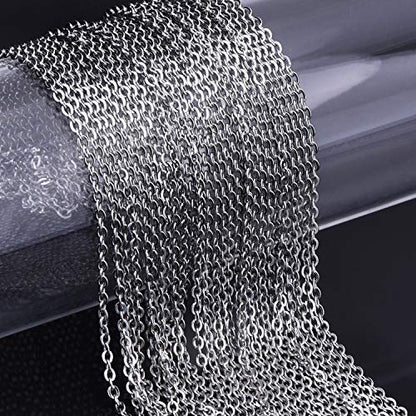 33 Feet Necklace Chains Stainless Steel DIY Link Chain Necklaces with 20 Lobster Clasps and 30 Jump Rings for Jewelry Making(1.5 mm Wide) - size: 1.5 mm Wide