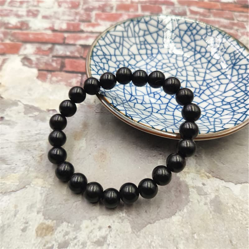 COLORFUL BLING Handmade Wooden Prayer Beaded Bracelet for Men Women Tibetan Buddhist Meditation Mala Beaded Stretch Bracelet Bangle Wood Jewelry - color: black