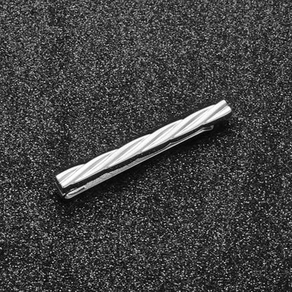 Mens Chain Tie Clips For Men Unique Silver Black Gold Tie Bar Round Stainless Steel Tie Clip - style: Simple Silver
