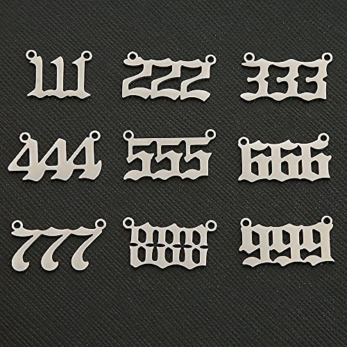 YEYULIN 18pcs Stainless Steel Angel Number Charms Pendant Silver Plated Dainty 111 222 333 444 555 666 777 888 999 Pendants DIY Jewelry Making Necklace