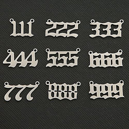 YEYULIN 18pcs Stainless Steel Angel Number Charms Pendant Silver Plated Dainty 111 222 333 444 555 666 777 888 999 Pendants DIY Jewelry Making Necklace