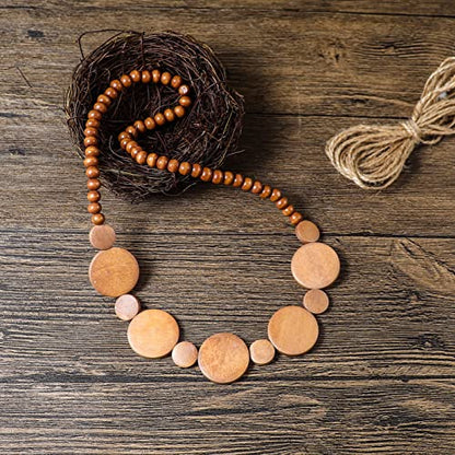 COLORFUL BLING Natural Chunky Wooden Beads Statement Necklace Boho African Tribal Collar Choker Bib Necklace Hippie Vacation Jewelry for Unisex Men Women - color: light interval