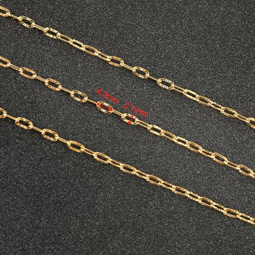 UMAOKANG 10 Meters Stainless Steel Chains for Jewelry Making Dainty Gold Plated Embossed Cable Chains Necklace for Women Jewelry Supplies - color: Gold Sunflower