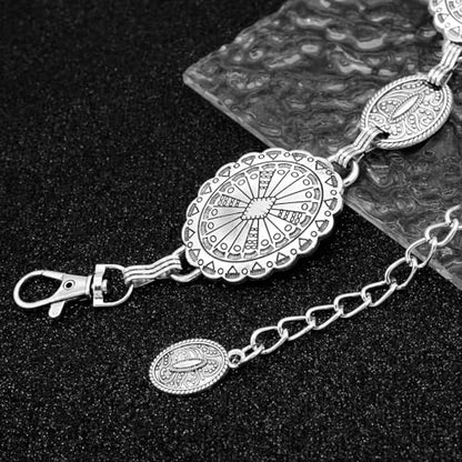 Women's Concho Chain Belt Western Cowgirl Metal Waist Chain | Belt for Dress - color: C Silver, size: M: 47.2 in