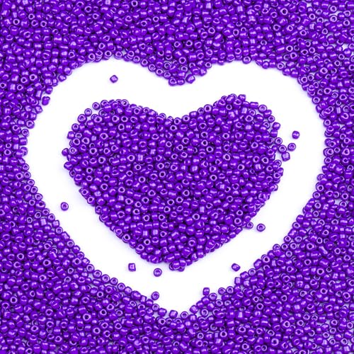 Legefo 4mm Glass Seed Beads Bulk, Purple 6/0 Small Mini Pony Seed Beads, Tiny Round Craft Bead for Bracelet Necklace Wrist Jewelry Making Beading Weaving DIY Crafts Supplies, 1000pcs - color: Purple