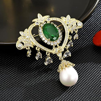 Brooches and Pins for Women Elegant Flower Pearl Brooches Costume Broches Jewelry Lady Christmas Pin for Women - style: Retro