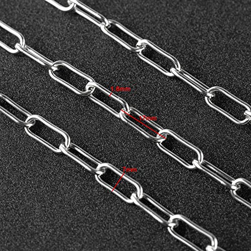 Silver Stainless Steel Chain Link 16.4 Feet Oval Paperclip Cable Necklace Chains Bulk with Lobster Clasps and Jump Rings for Men Women Jewelry Chain DIY Making - color: Steel Paperclip Chain_17x7mm