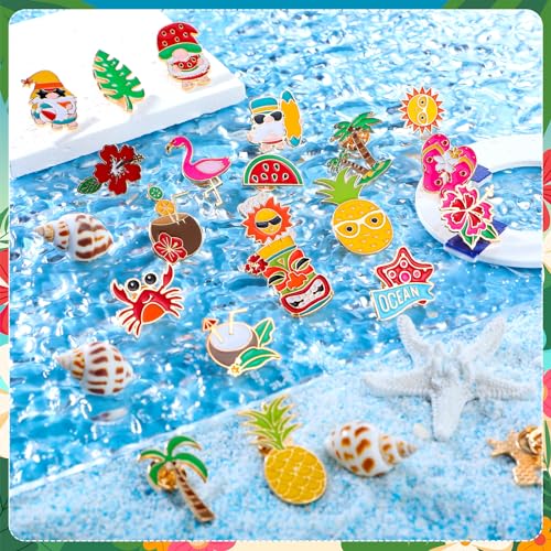 Giegxin 40 Pcs Summer Enamel Pins Bulk Hawaiian Brooch Pins Beach Backpack Pins Tropical Button Pins Cute Cartoon Pineapple Watermelon Coconut Tree Lapel Pin for Hawaiian Party Festival Gifts - style: Watermelon