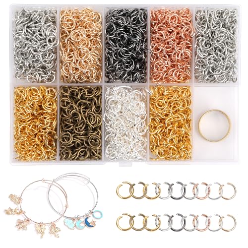 6 mm Jump Rings for Jewelry Making 7 Colors 1800 Pcs Stainless Steel Jump Rings with Open/Close Tools for Necklace Bracelet Repair Keychains Jewelry Making Supplies(6mm/0.24") - size: 6 mm