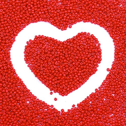 Legefo 4mm Glass Seed Beads Bulk, Bright Red 6/0 Small Mini Pony Seed Beads, Tiny Round Craft Bead for Bracelet Necklace Wrist Jewelry Making Beading Weaving DIY Crafts Supplies, 1000pcs - color: Bright Red