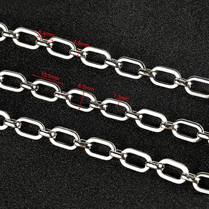 4.3 Yard Stainless Steel Jewelry Making Chain Bulk with Jump Rings and Lobster Clasps, Silver Paperclip Chain for Women Men Necklace Bracelet Jewelry DIY Making - color: Steel Rolo