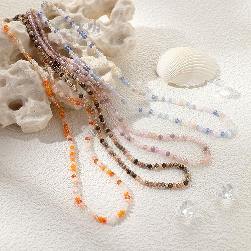JSJOY Tiny Crystal Beaded Choker Necklaces for Women Colorful Beaded Necklace Dainty Choker Necklaces Simple Boho Jewelry Gifts for Teens Handmade Shining Bead Necklaces Gifts - color: Blue