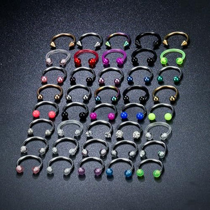 Vsnnsns 14G 16G 18G Septum Rings Piercing Jewelry 316L Stainless Surgical Steel Horseshoe Septum Nose Rings Snake Bite Lip Ring Daith Rook Earrings Smiley Piercing Jewelry for Women Men 8MM 10MM 12MM - color: 16G-10MM Mix Color